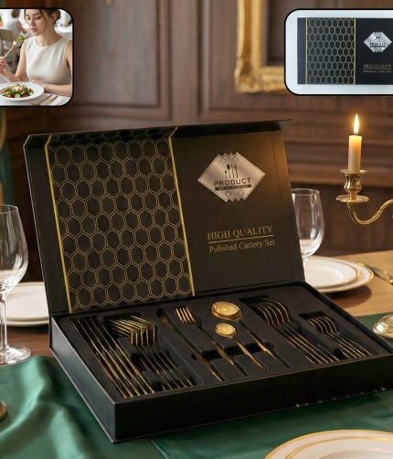 Stainless Steel Cutlery Set – Elegant Gold Finish for Dining & Gifts