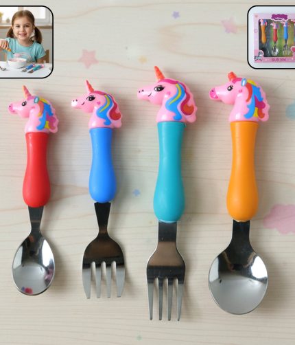 Unicorn Kids Spoon and Fork Set – Cute & Safe for Little Eaters