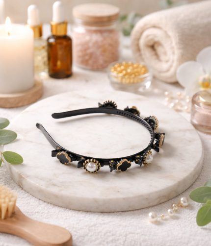 Decorative Headband – Elegant Pearl & Floral Design for Women