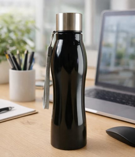 Stainless Steel Water Bottle – 600ml Leakproof with Carry Strap