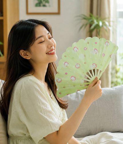Foldable Handheld Fan 1 Pc Cute Printed Portable Manual Cooling Fan (1 Pc)