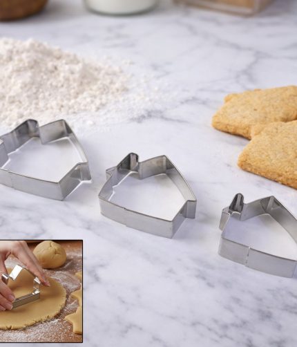 Stainless Steel House Shape Cookie Cutter Set – 3 Durable Baking Molds