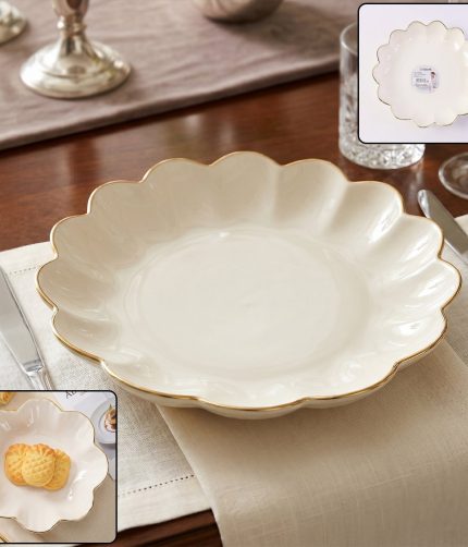Lotus Flower Decorative Serving Tray – Elegant Snack & Dry Fruit Platter