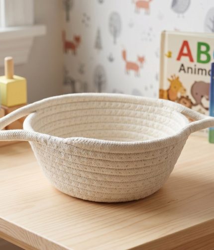 Storage Basket – Handwoven Cotton Rope for Organizing and Decor