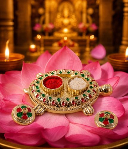 Kumkum Holder – Tortoise Shape for Puja & Rituals with Twin Compartments