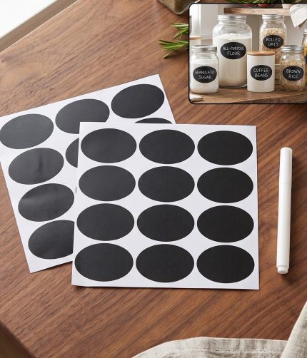 Oval Chalkboard Sticker Labels with Marker Pen, Reusable Jar Labels (1 Set)