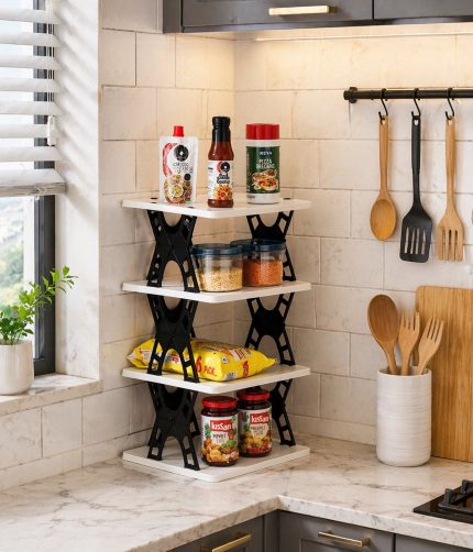 Multipurpose Foldable 4 Layer Storage Rack – Space Saving Organizer