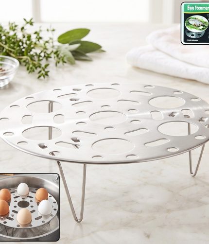 Stainless Steel Round Egg Steamer Rack Folding Trivet Stand for Pot (1 Pc)