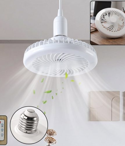 Remote Control Ceiling Fan with Light, E27 Socket LED Lamp Fan for Home (1 Set)