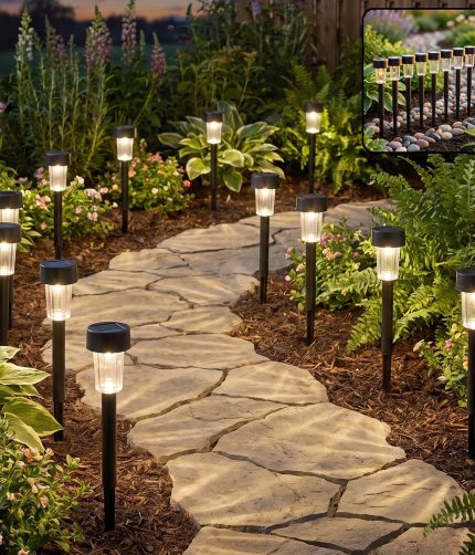 Solar Pathway Lights 10 Pc Set Outdoor Garden Stake Waterproof LED (10 Pc Set)