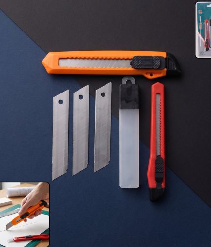 Professional Utility Knife Cutter Set with Extra Snap Off Blades (1 Set)