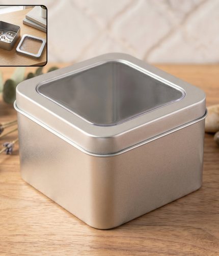 Storage Tin Box – Durable, Clear-Window with Secure Lid for Small Items