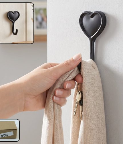 Heavy Duty Self Adhesive Wall Hook Heart Shape Key and Scarf Hanger (1 Pc)