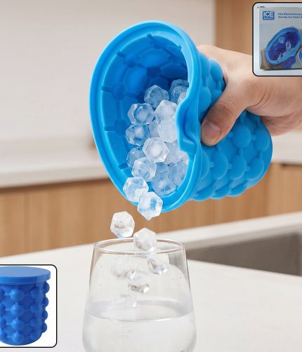 Silicone Ice Cube Maker Cup Squeeze to Pop Mould with Lid Space Sav...