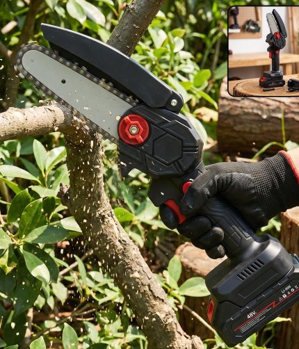 Mini Electric Cordless Chainsaw with 48V Battery for Wood Cutting (1 Set)