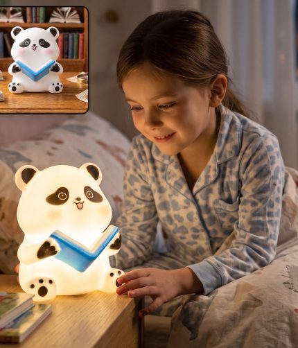 Panda Reading LED Night Light, Cute Silicone Bedside Lamp for Kids (1 Pc)