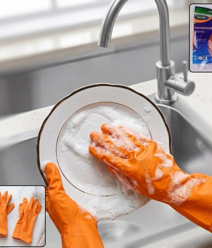 Reusable Rubber Cleaning Gloves – Waterproof & Durable for Kitchen