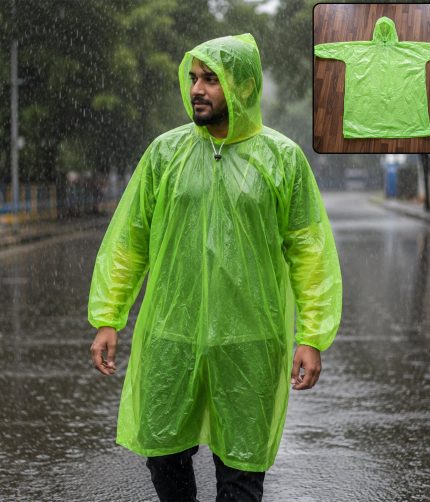 Reusable Waterproof Raincoat – Hooded Long Poncho for Men & Women